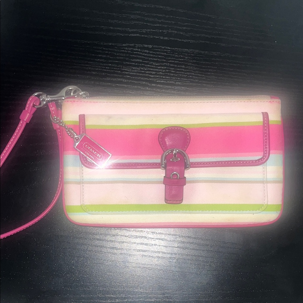 Coach Multicolor Striped Wristlet